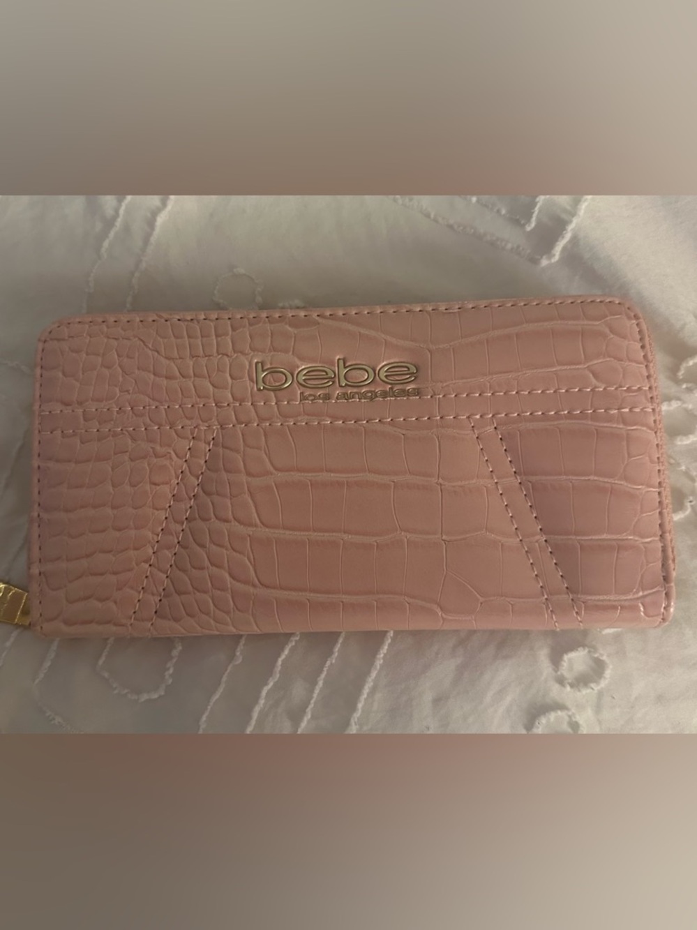 Bebe Evelyn Faux Croc Blush Pink Wallet